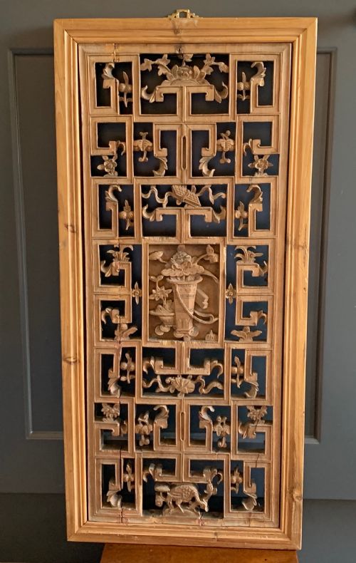CARVED WOODEN CHINESE WINDOW PANEL SCREEN 19TH CENTURY - ADDITIONAL PHOTO 11