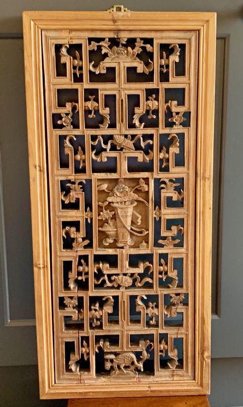 CARVED WOODEN CHINESE WINDOW PANEL SCREEN 19TH CENTURY - ADDITIONAL PHOTO 13