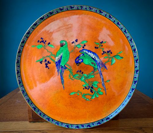carlton ware best ware charger 'parrots design' - CATEGORY: ANTIQUE CERAMICS - DATED 1920