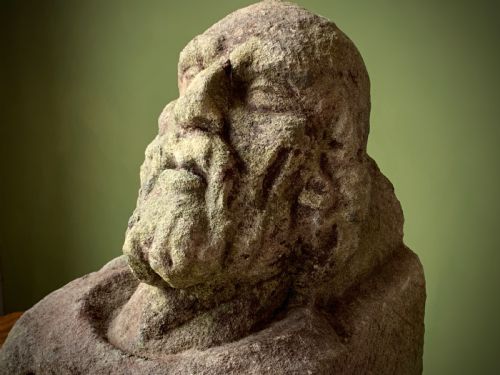 CARVED STONE HEAD OF BEARDED MAN - ADDITIONAL PHOTO 4