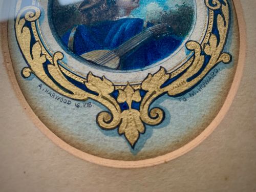 WATERCOLOUR AND GILDED PAINTING OF A TRAVELLING MUSICIAN - ADDITIONAL PHOTO 4