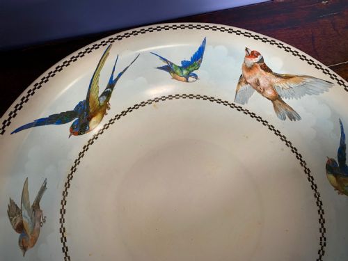EDWARDIAN WASH BASIN WITH ENGLISH GARDEN BIRDS - ADDITIONAL PHOTO 3