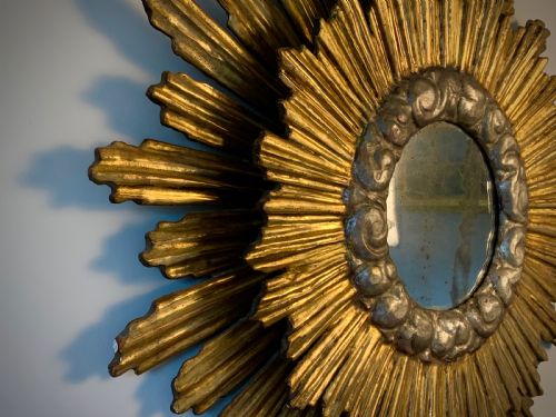 fig 1. ART DECO GILTWOOD SUNBURST WALL MIRROR - FRENCH