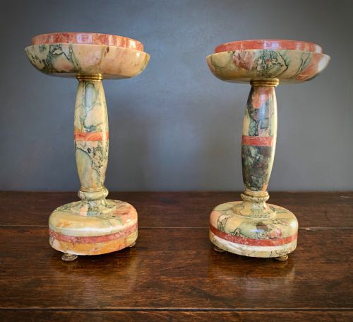 PAIR OF ITALIAN MARBLE TAZZAS 1900'S - ADDITIONAL PHOTO 1