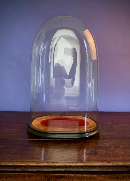 large oval victorian glass display dome - CATEGORY: ANTIQUE MISCELLANEOUS - DATED VICTORIAN