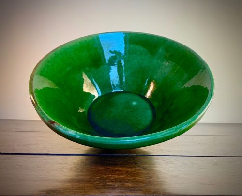 EDWARDIAN GREEN PANCHEON DAIRY OR DOUGH BOWL - ADDITIONAL PHOTO 3