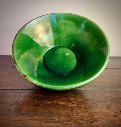 EDWARDIAN GREEN PANCHEON DAIRY OR DOUGH BOWL - ADDITIONAL PHOTO 5
