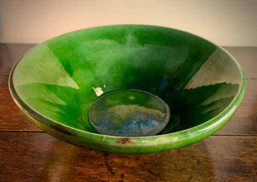 EDWARDIAN GREEN PANCHEON DAIRY OR DOUGH BOWL - ADDITIONAL PHOTO 9
