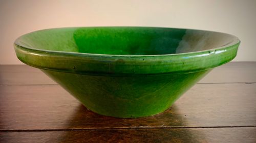 EDWARDIAN GREEN PANCHEON DAIRY OR DOUGH BOWL - ADDITIONAL PHOTO 11