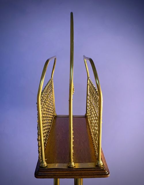 VICTORIAN MAGAZINE STAND IN TUBULAR BRASS AND MAHOGANY - ADDITIONAL PHOTO 8