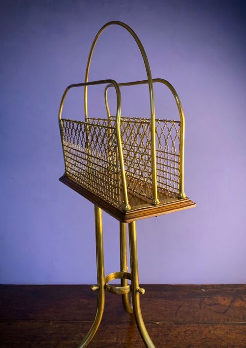 VICTORIAN MAGAZINE STAND IN TUBULAR BRASS AND MAHOGANY - ADDITIONAL PHOTO 12