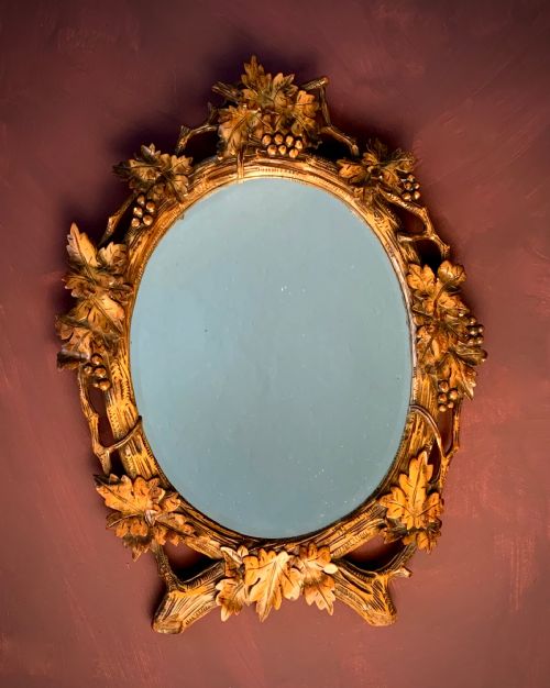 BLACK FOREST OVAL BEVELLED MIRROR EARLY 20TH CENTURY - ADDITIONAL PHOTO 2