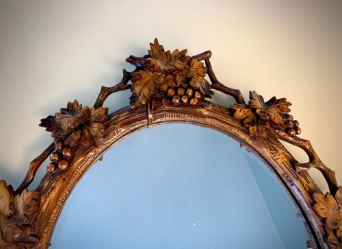 BLACK FOREST OVAL BEVELLED MIRROR EARLY 20TH CENTURY - ADDITIONAL PHOTO 4
