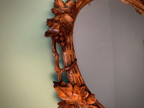 BLACK FOREST OVAL BEVELLED MIRROR EARLY 20TH CENTURY - ADDITIONAL PHOTO 7