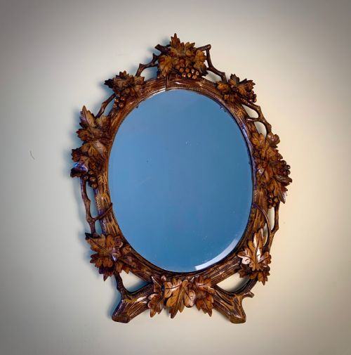 BLACK FOREST OVAL BEVELLED MIRROR EARLY 20TH CENTURY - ADDITIONAL PHOTO 8