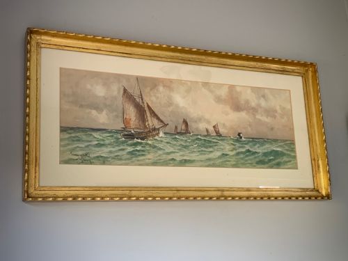 LARGE WATERCOLOUR TRAWLERS OFF SPITHEAD BY WILLIAM HENRY PEARSON - ADDITIONAL PHOTO 1