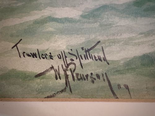 LARGE WATERCOLOUR TRAWLERS OFF SPITHEAD BY WILLIAM HENRY PEARSON - ADDITIONAL PHOTO 2