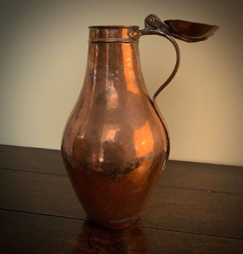 COLOSSAL 18TH CENTURY LIDDED COPPER PITCHER - ADDITIONAL PHOTO 9