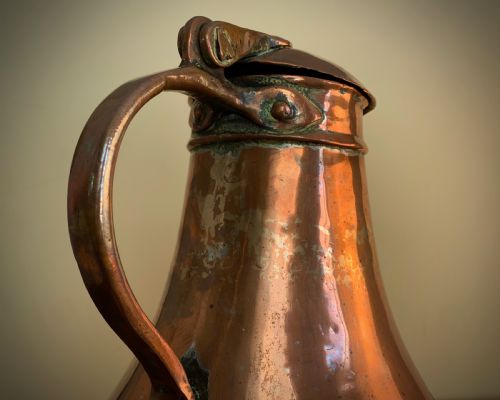 COLOSSAL 18TH CENTURY LIDDED COPPER PITCHER - ADDITIONAL PHOTO 13