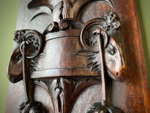 19TH CENTURY CLASSICALLY CARVED MAHOGANY PANEL - ADDITIONAL PHOTO 2