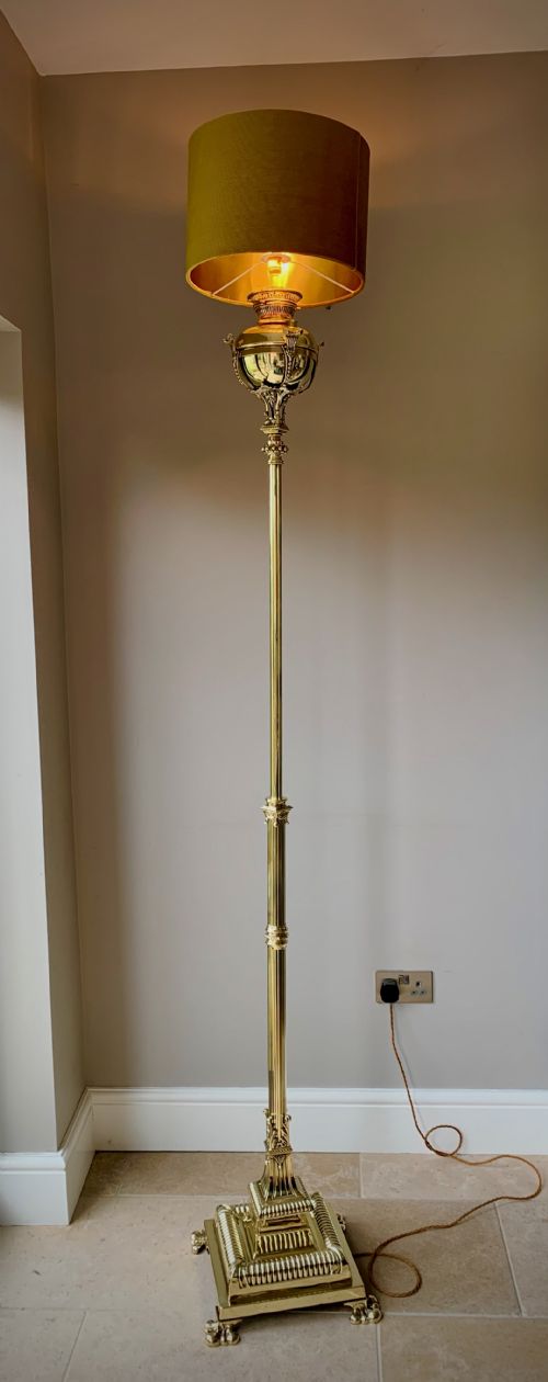 fig 1. SUPERB VICTORIAN BRASS EXTENDING FLOOR LAMP BY THOMAS MESSENGER.