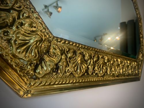 fig 2. ARTS AND CRAFTS OCTAGONAL BRASS REPOUSSE MIRROR