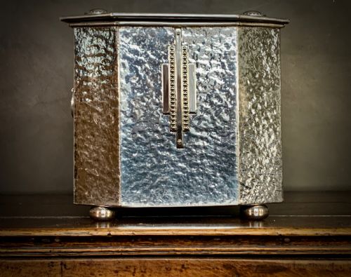 ART DECO CHROME FIRESIDE BOX SCUTTLE - ADDITIONAL PHOTO 1