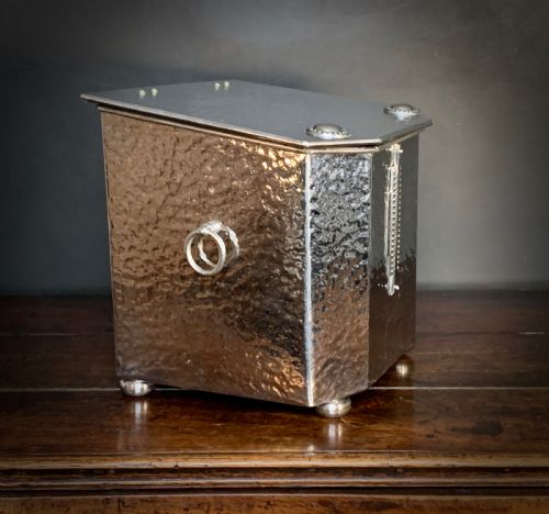 ART DECO CHROME FIRESIDE BOX SCUTTLE - ADDITIONAL PHOTO 2