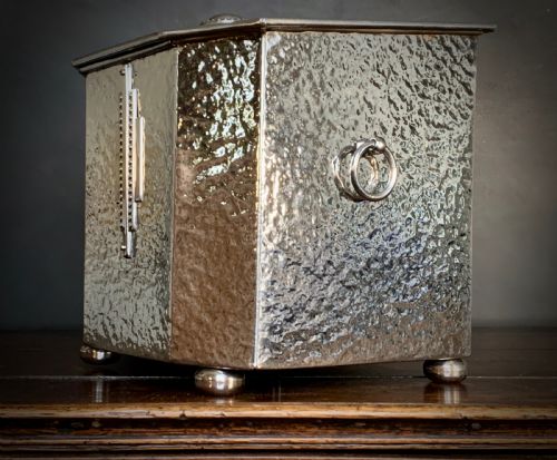 ART DECO CHROME FIRESIDE BOX SCUTTLE - ADDITIONAL PHOTO 3