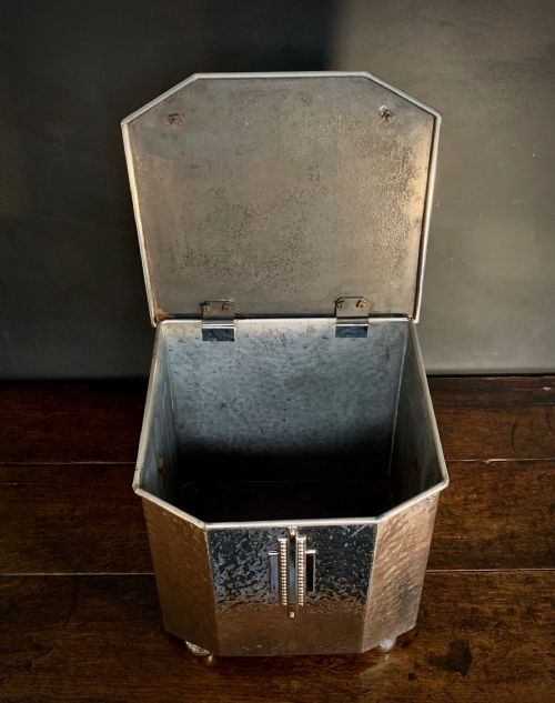 ART DECO CHROME FIRESIDE BOX SCUTTLE - ADDITIONAL PHOTO 7