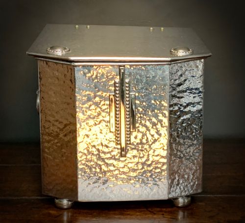 ART DECO CHROME FIRESIDE BOX SCUTTLE - ADDITIONAL PHOTO 9