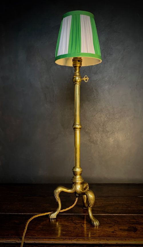 victorian extending brass library table lamp - CATEGORY: ANTIQUE LIGHTING - DATED VICTORIAN