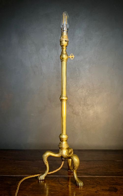 VICTORIAN EXTENDING BRASS LIBRARY TABLE LAMP - ADDITIONAL PHOTO 2