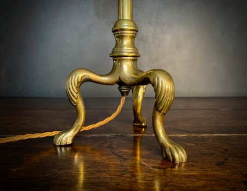 VICTORIAN EXTENDING BRASS LIBRARY TABLE LAMP - ADDITIONAL PHOTO 4