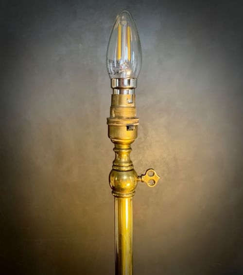 VICTORIAN EXTENDING BRASS LIBRARY TABLE LAMP - ADDITIONAL PHOTO 5