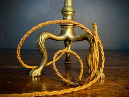 VICTORIAN EXTENDING BRASS LIBRARY TABLE LAMP - ADDITIONAL PHOTO 7