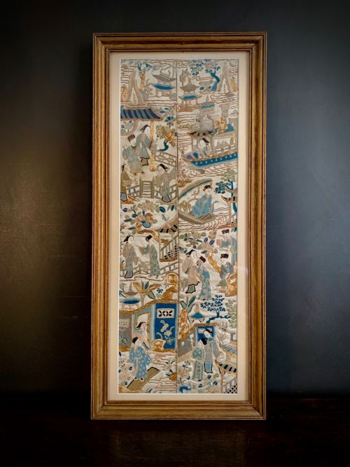 chinese silk embroidered kimono panels 19th century - CATEGORY: ANTIQUE MISCELLANEOUS - DATED 19TH CENTURY