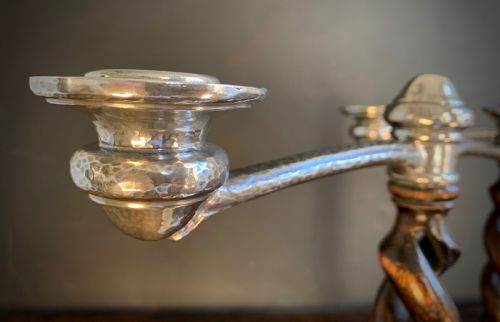 PAIR OF LIBERTY TUDRIC ARTS AND CRAFTS CANDELABRA - ADDITIONAL PHOTO 4