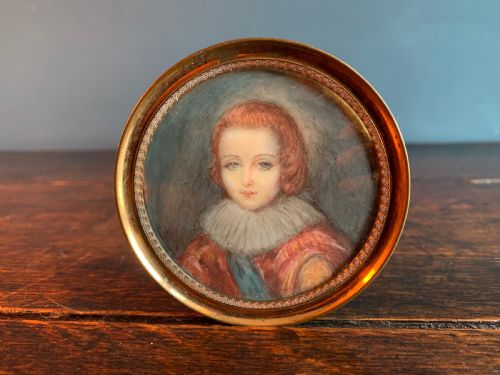 MINIATURE PORTRAIT WATERCOLOUR PAINTING ON CELLULOID OF HENRY PRINCE OF WALES ELDER BROTHER TO CHARLES 1 CIRCA 1900 - ADDITIONAL PHOTO 1