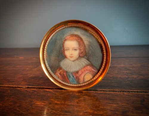 MINIATURE PORTRAIT WATERCOLOUR PAINTING ON CELLULOID OF HENRY PRINCE OF WALES ELDER BROTHER TO CHARLES 1 CIRCA 1900 - ADDITIONAL PHOTO 7