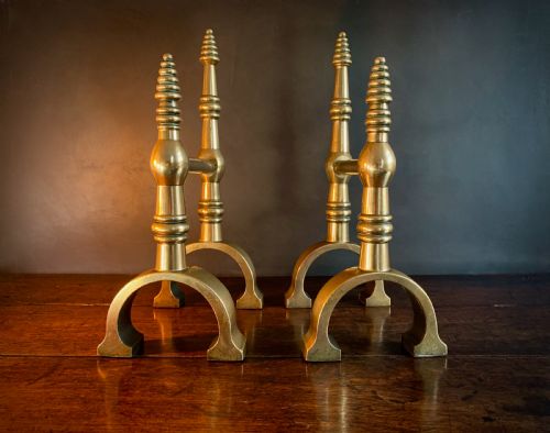PAIR OF GOTHIC REVIVAL FIRE DOGS OR ANDIRONS - ADDITIONAL PHOTO 1
