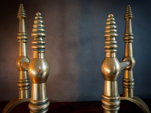 PAIR OF GOTHIC REVIVAL FIRE DOGS OR ANDIRONS - ADDITIONAL PHOTO 2