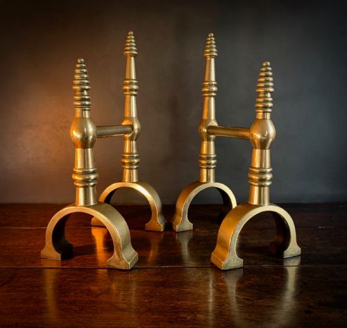 PAIR OF GOTHIC REVIVAL FIRE DOGS OR ANDIRONS - ADDITIONAL PHOTO 3