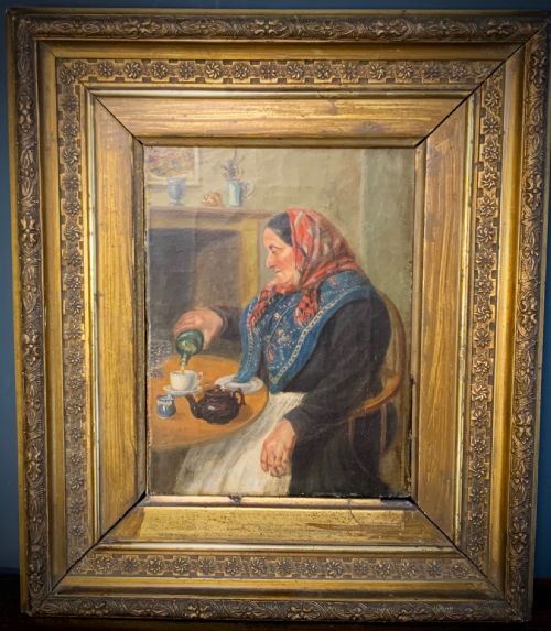 fig 1. OIL PAINTING - STUDY OF AN OLD WOMAN - ENGLISH, 19TH CENTURY.