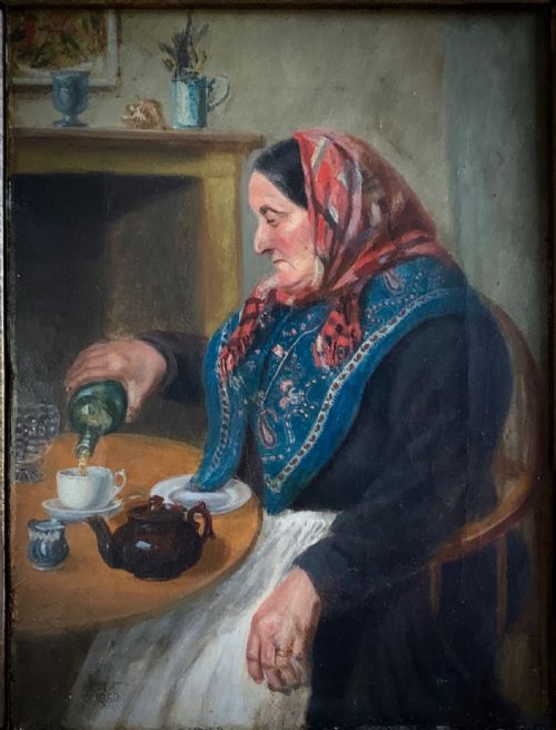 fig 3. OIL PAINTING - STUDY OF AN OLD WOMAN - ENGLISH, 19TH CENTURY.