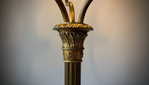 BRASS FLOOR LAMP WITH THREE BRANCH ARMS - ADDITIONAL PHOTO 6