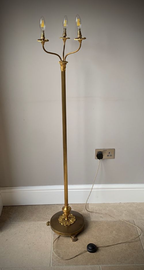 BRASS FLOOR LAMP WITH THREE BRANCH ARMS - ADDITIONAL PHOTO 16