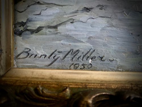 STILL LIFE 'OIL PAINTING ON BOARD CLEMATIS BUNTY MILLER 1950 - ADDITIONAL PHOTO 8