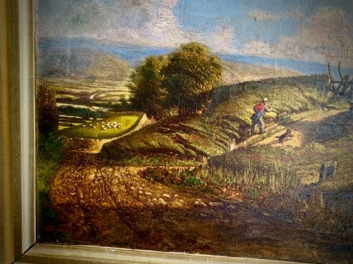 OIL PAINTING ON CANVAS OLIVER CROMWELL'S WALK ACROSS THE LONG RIDGE WADE 1852 - ADDITIONAL PHOTO 2