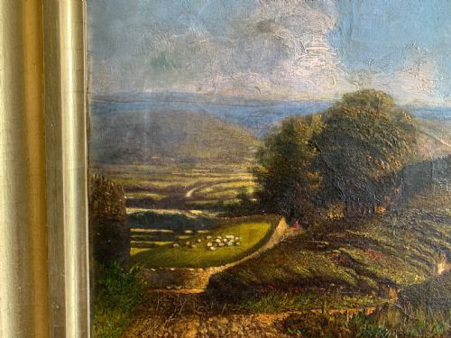 OIL PAINTING ON CANVAS OLIVER CROMWELL'S WALK ACROSS THE LONG RIDGE WADE 1852 - ADDITIONAL PHOTO 6